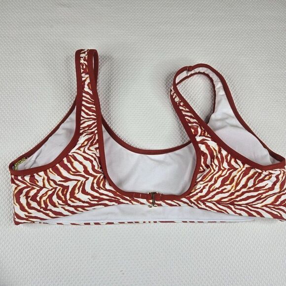 Mynah Zebra Print Scoop Neck Bikini Top Swim Swimsuit Womens L - Picture 2 of 4